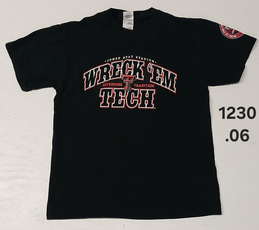 Fruit Of The Loom (M) Heavy Black Texas Tech Crew Neck Tee